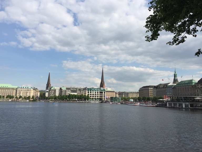 an der wandse zur binnenalster mit dem fahrrad