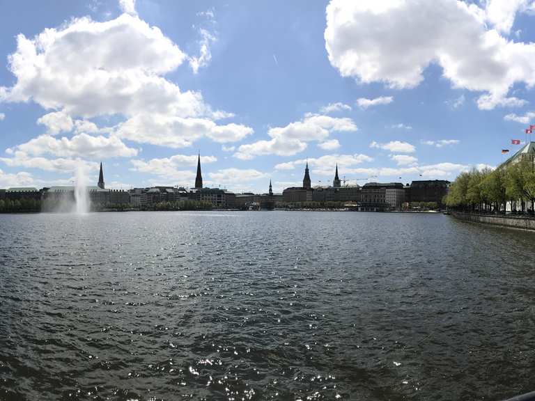 an der wandse zur binnenalster mit dem fahrrad