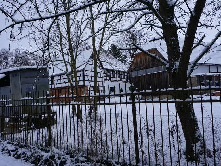 Talsperre Wechmar Holzbrücke am Erfurter Wehr Runde von Wechmar