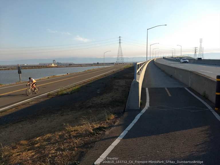 Marshlands Rd Shoreline Trail ramp onto Dumbarton Bridge Road