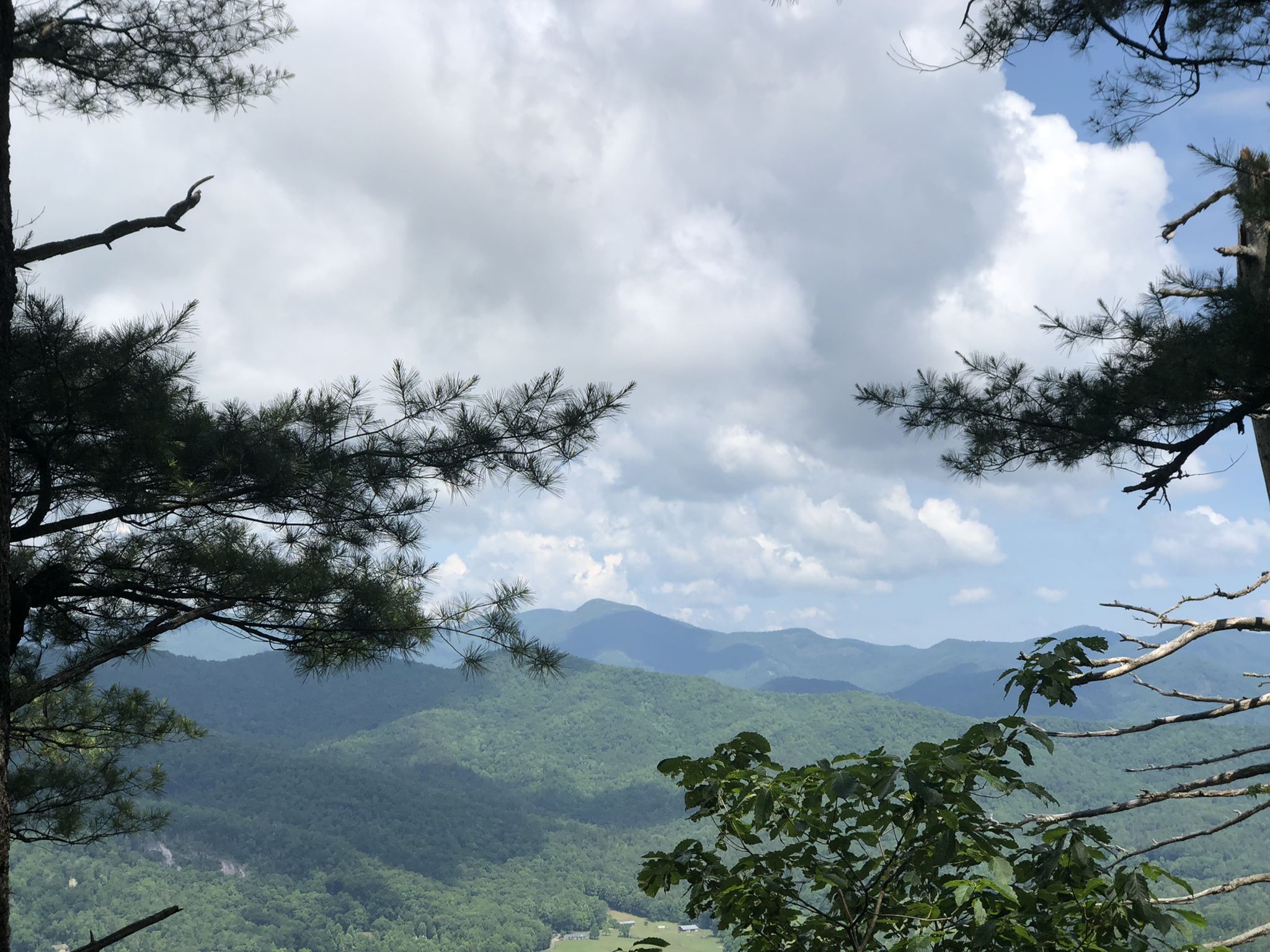 Panoramic view of green mountains and a valley under a cloudy sky. - Edmonds Trail (West Fork)