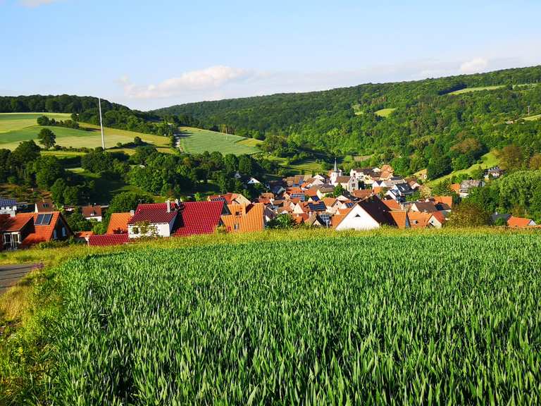 Kaltenhof Blick über Hausen Runde von Mainberg Wanderung Komoot
