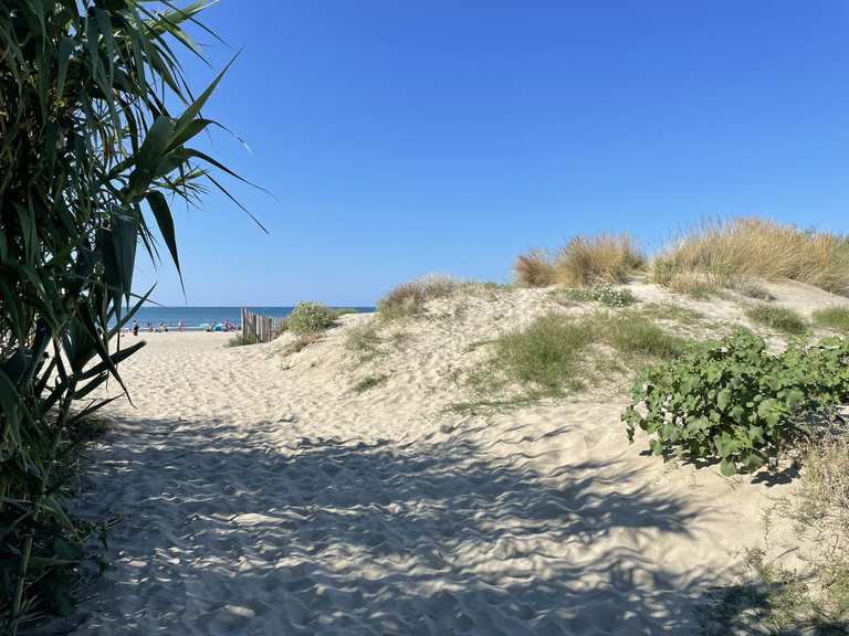 Voie cyclable pays de l'or Lunel La grande Motte boucle au départ