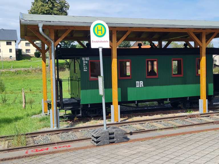 Holzbrücke Göltzschtal Radweg Käppels Teich Itinerario ad anello da