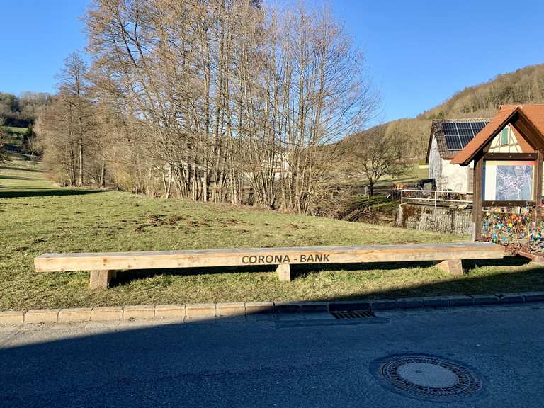 Ausblick auf Burg Hohenstein Märzenbecherwald Runde von
