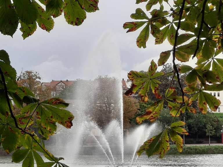 Fontäne auf dem großen Teich Wanderungen und Rundwege komoot