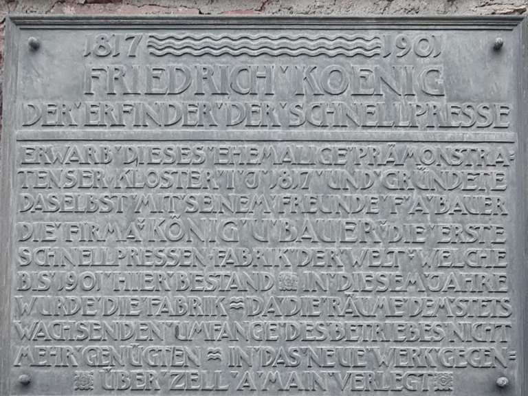 Gedenktafel friedrich koenig wanderungen und rundwege komoot