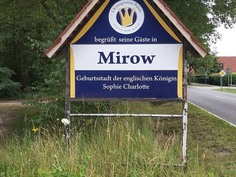 ausgebauter Radweg zwischen Mirow und Granzow fietsroutes en kaart