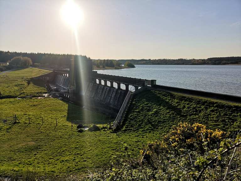 Cefni Reservoir Llyn Cefni dam and reservoir loop from Bodffordd