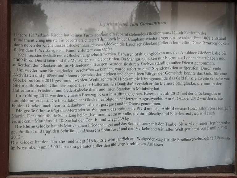 Kirche Mertendorf mit Friedhof, Denkmal ⚔️ & Glockenturm Routes for ...