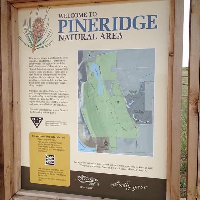 A wooden information sign with text and a map is displayed outdoors.