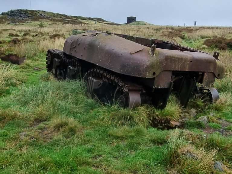 Abandoned Sherman tank in the Peak District National Park at The