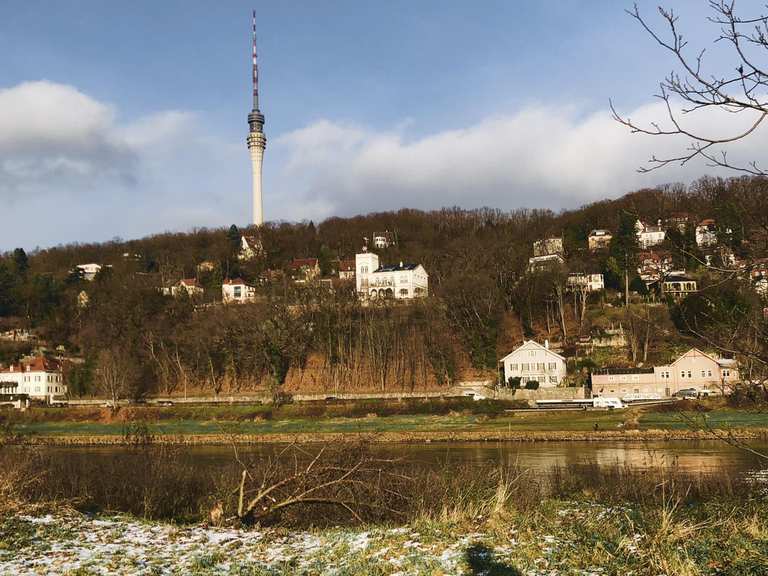 Blick auf Wachwitz mit Fernsehturm MountainbikeTouren und Trails