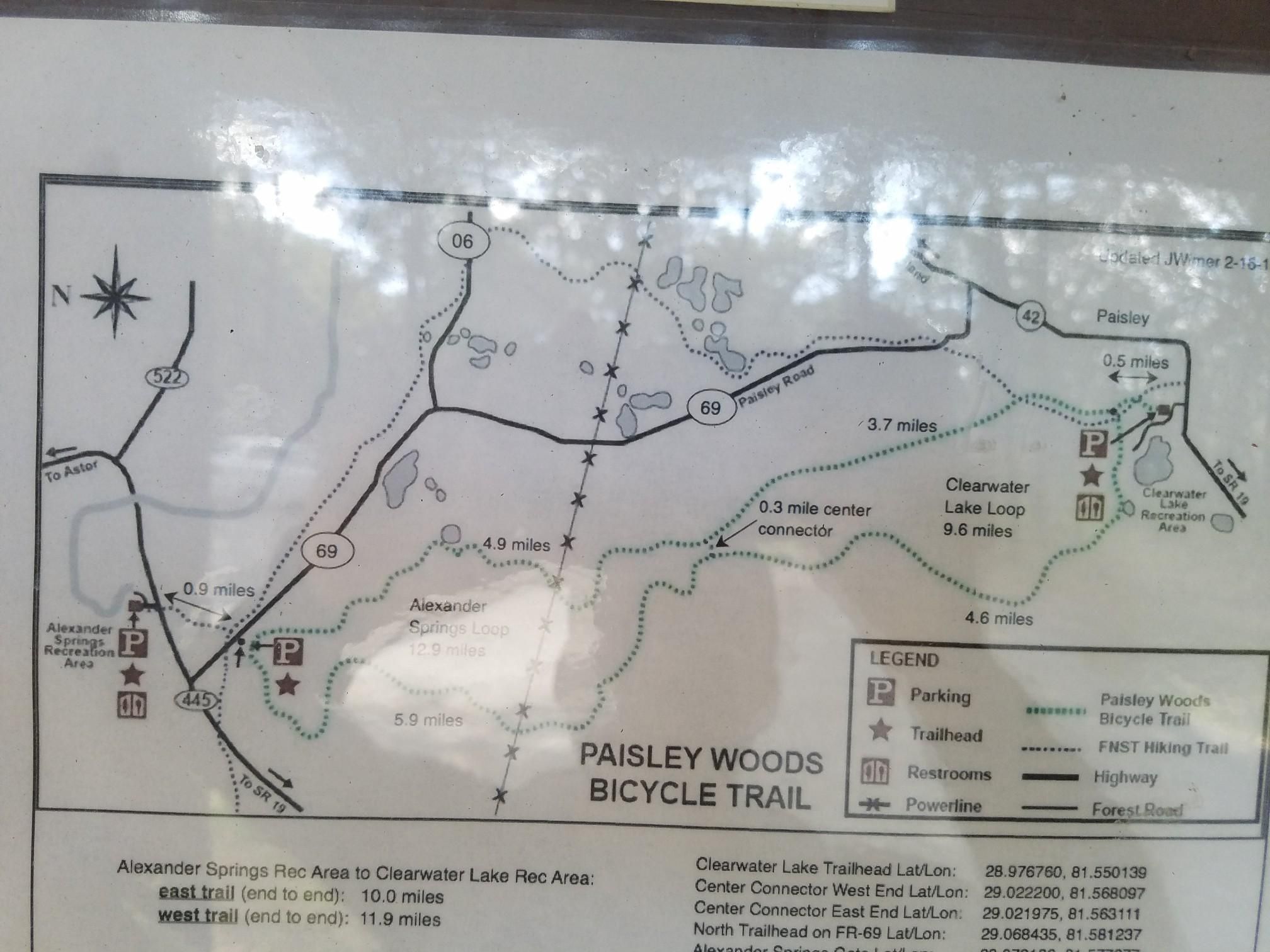A detailed map showing trails, roads, and points of interest. - Paisley Woods Bicycle Trail Loop