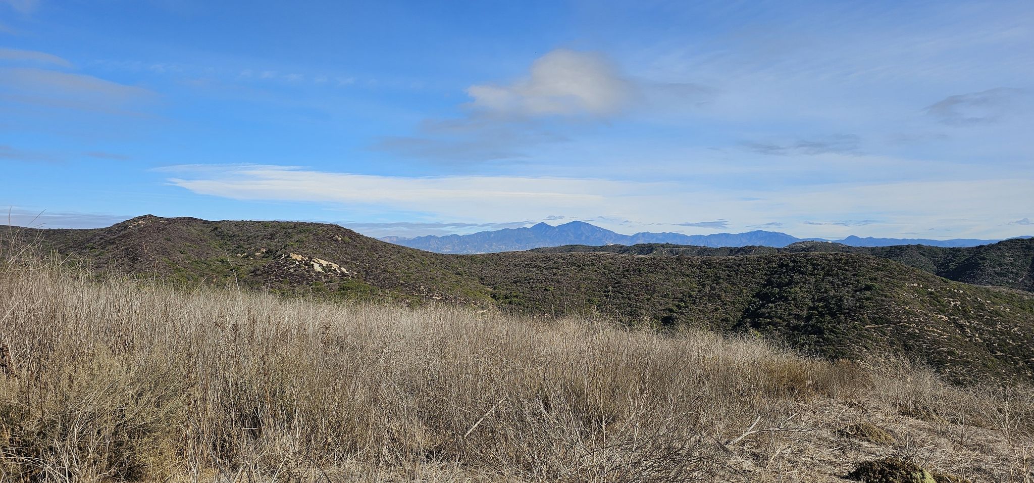 An expansive view of dry grass and distant mountains under a blue sky. - Willow, Emerald Falls, Laguna Ridge Loop