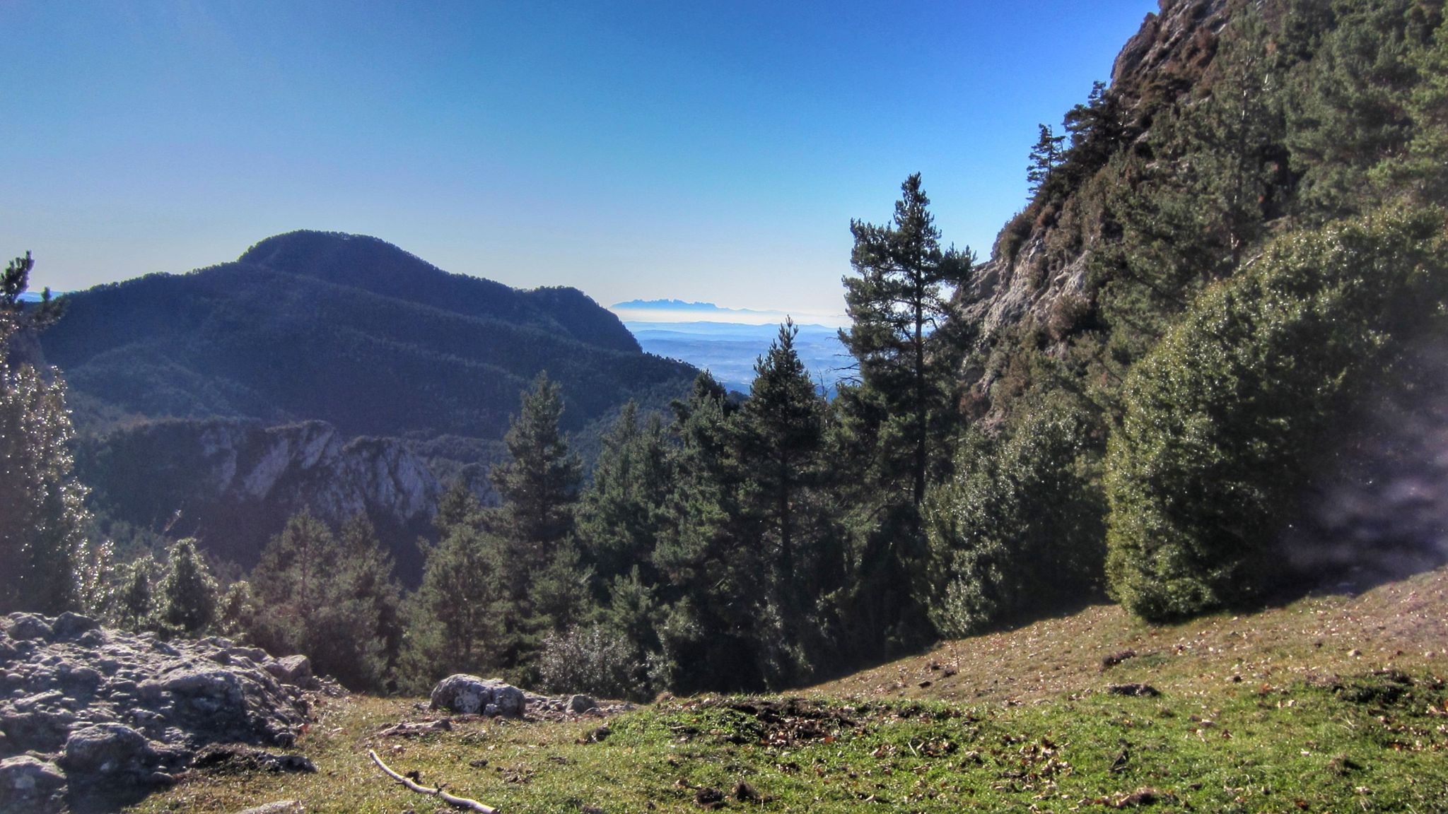 el Sobrepuny en primer terme i Montserrat al fons, des de la Collada de la Batllia