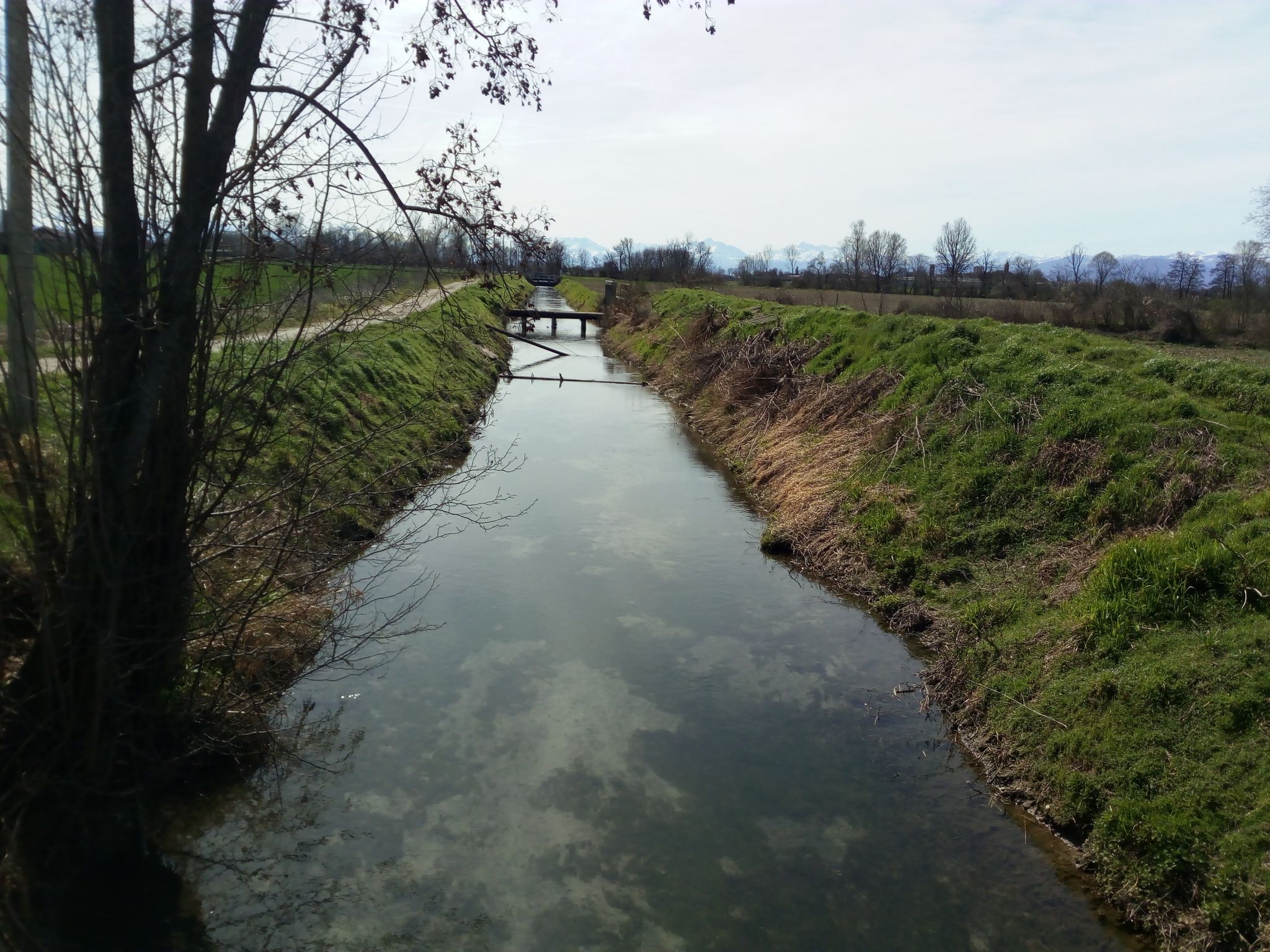 Un canale che scorre parallelo al torrente Maira