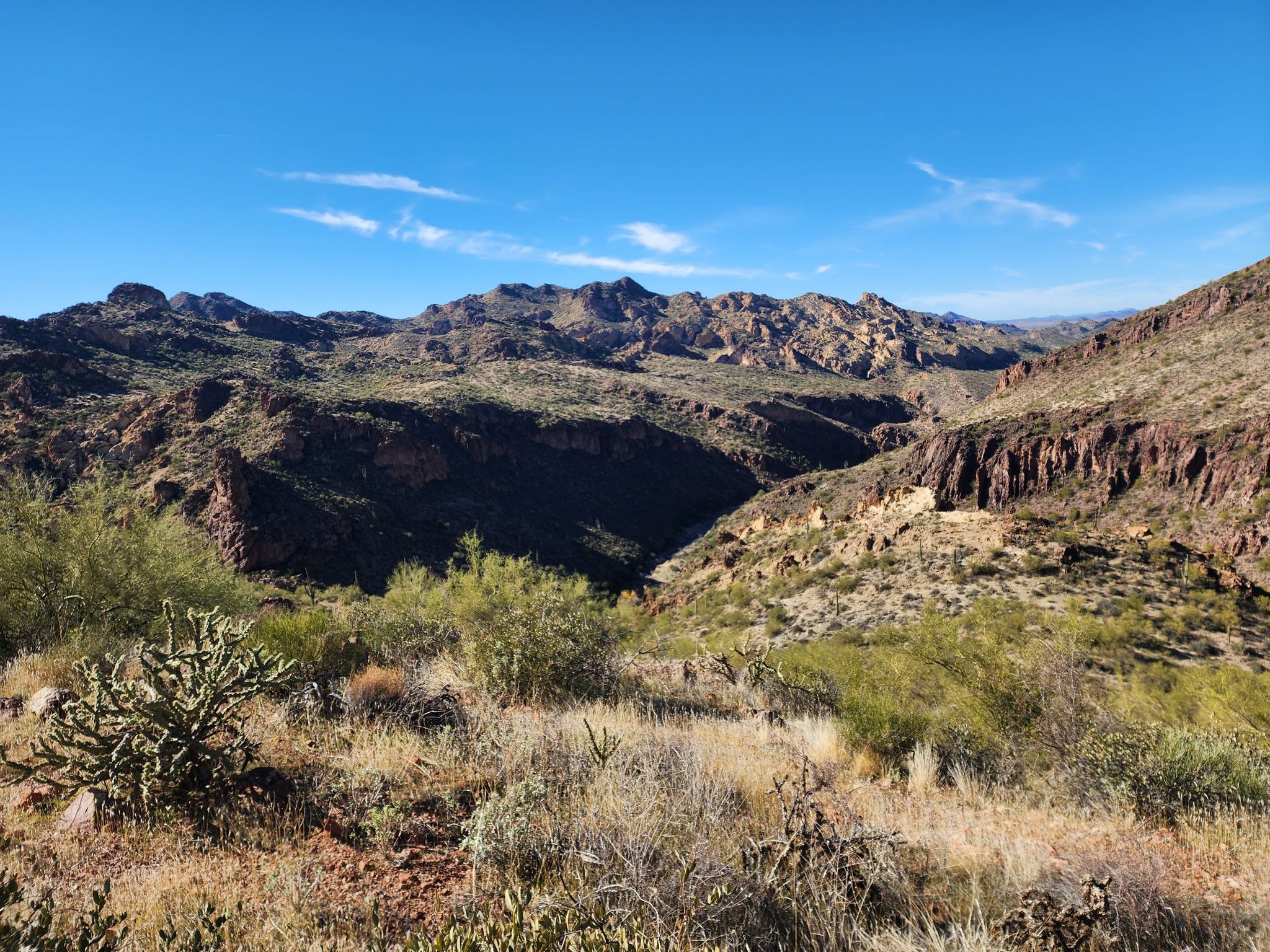 Expansive view of rugged desert mountains and valleys under a clear sky. - La Barge Boulder Canyon loop