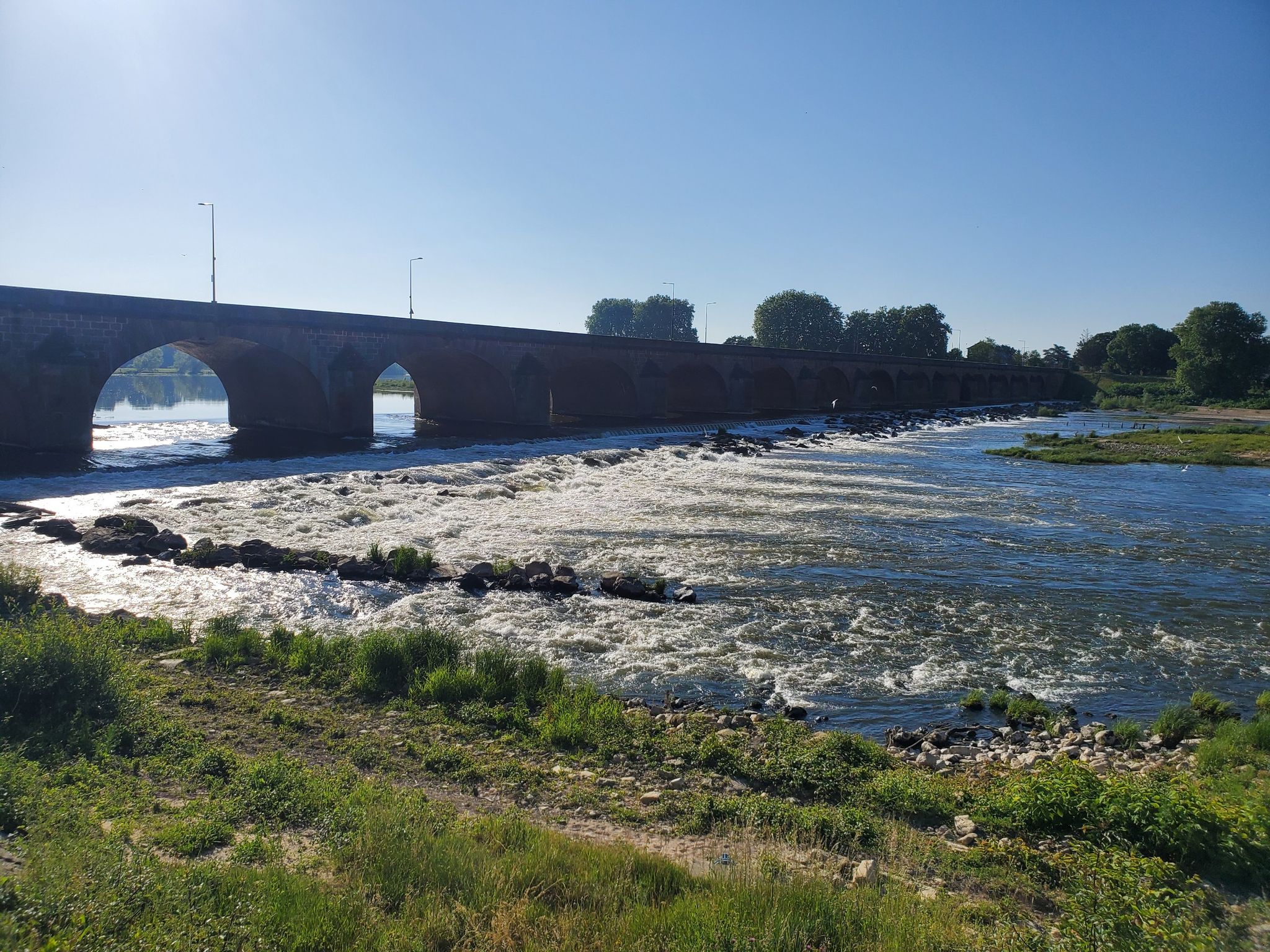 The bridge at Nevers showing the weir below.
