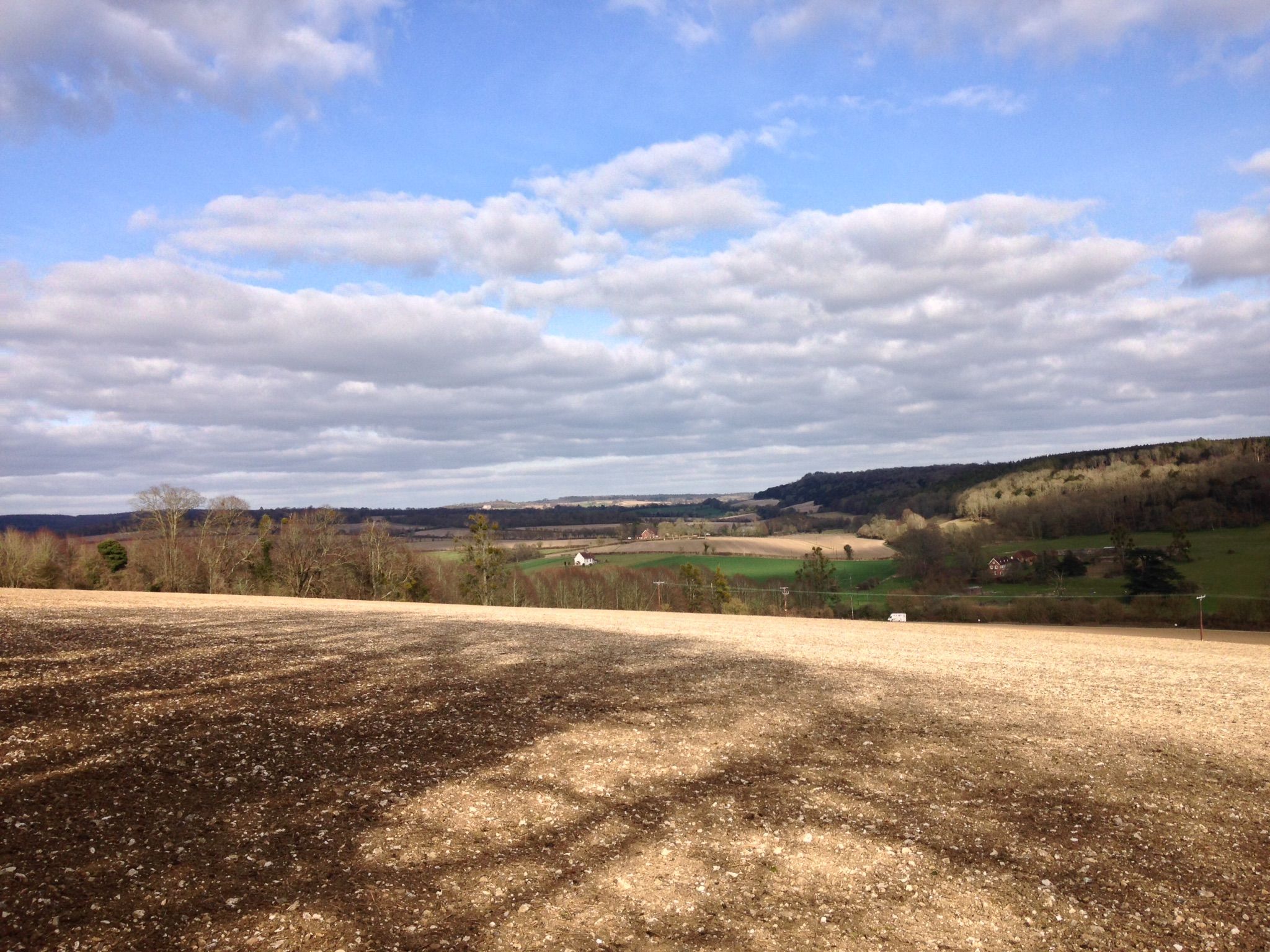 St Hubert's Church in the distance