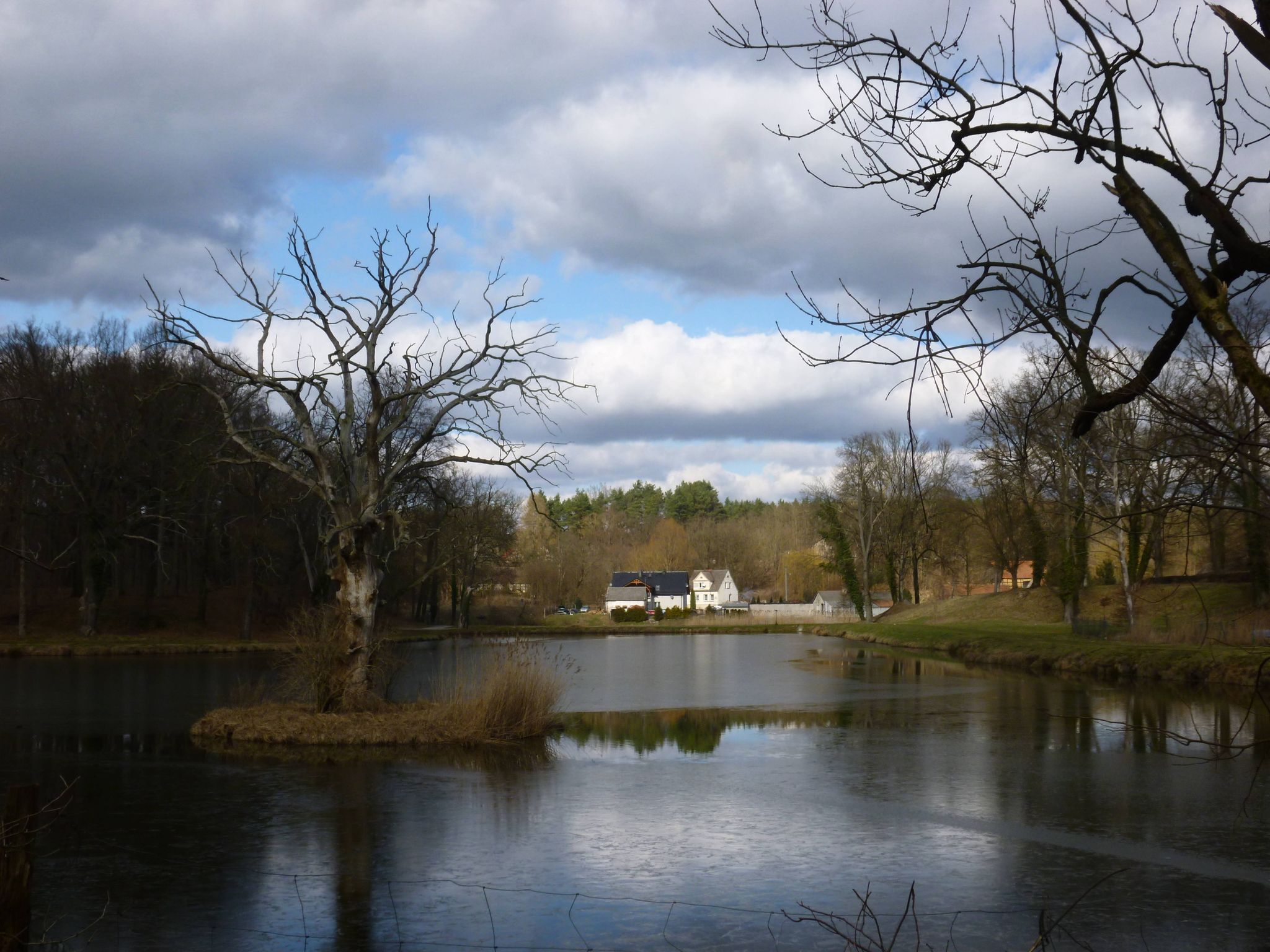 Aufgestauter Teich bei Sądów