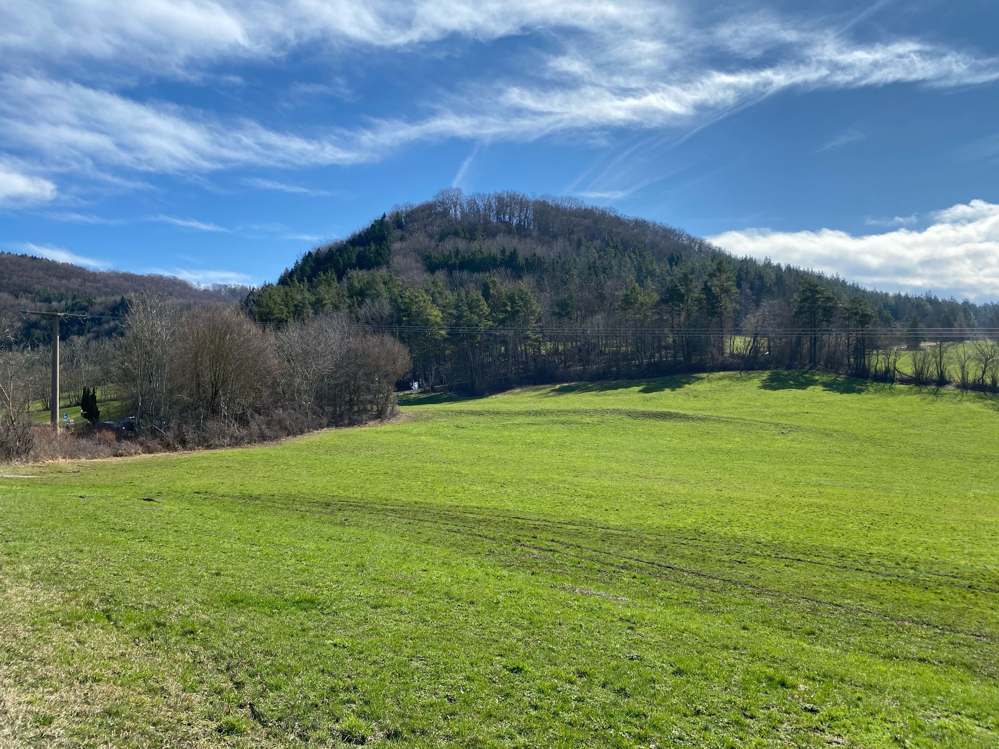 Am Strommasten Wander-P, Schwarzhorn (Rechbergle 691 m)