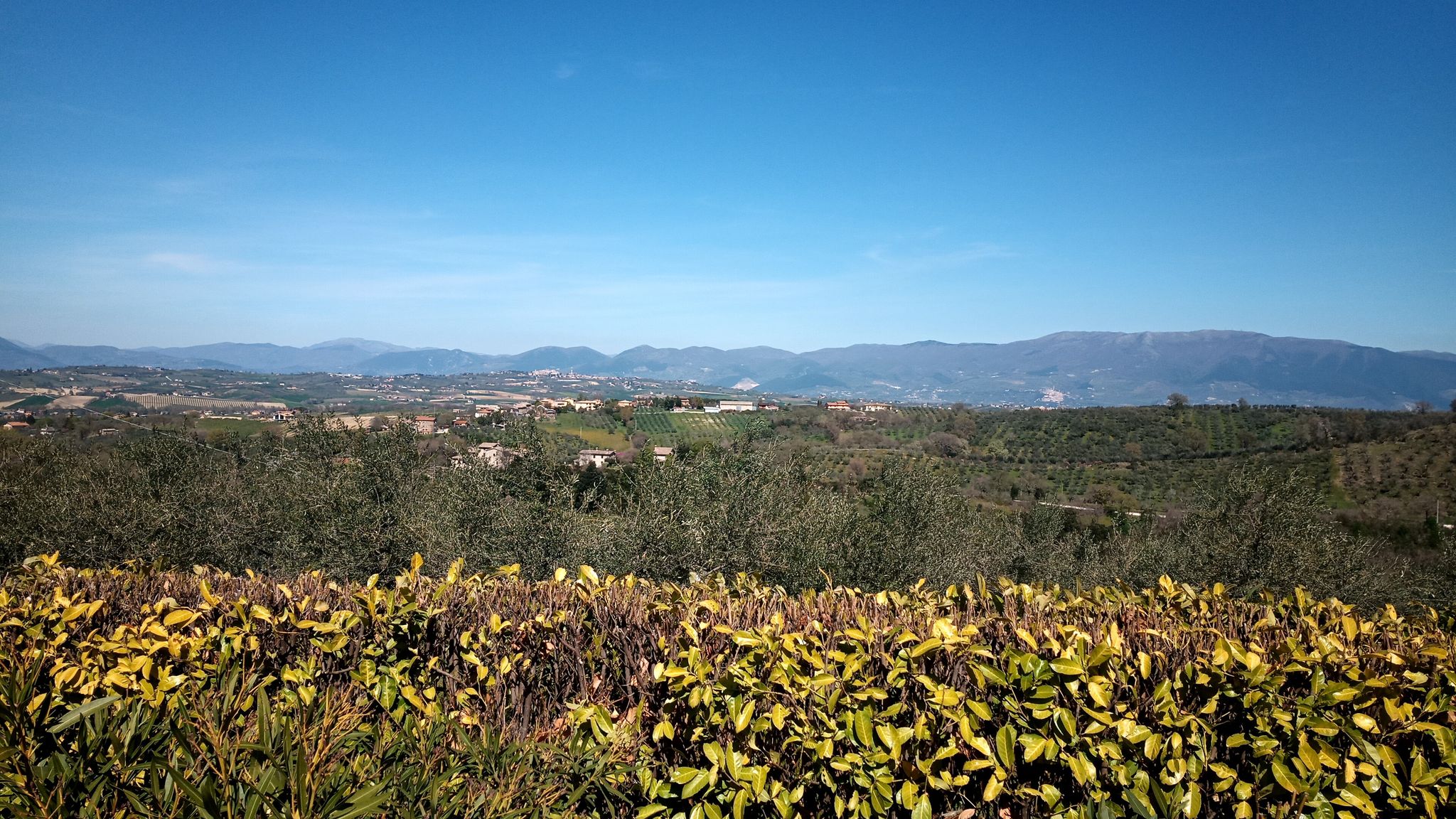 Bella vista su Montefalco, con lo sfondo del Monte Subasio
