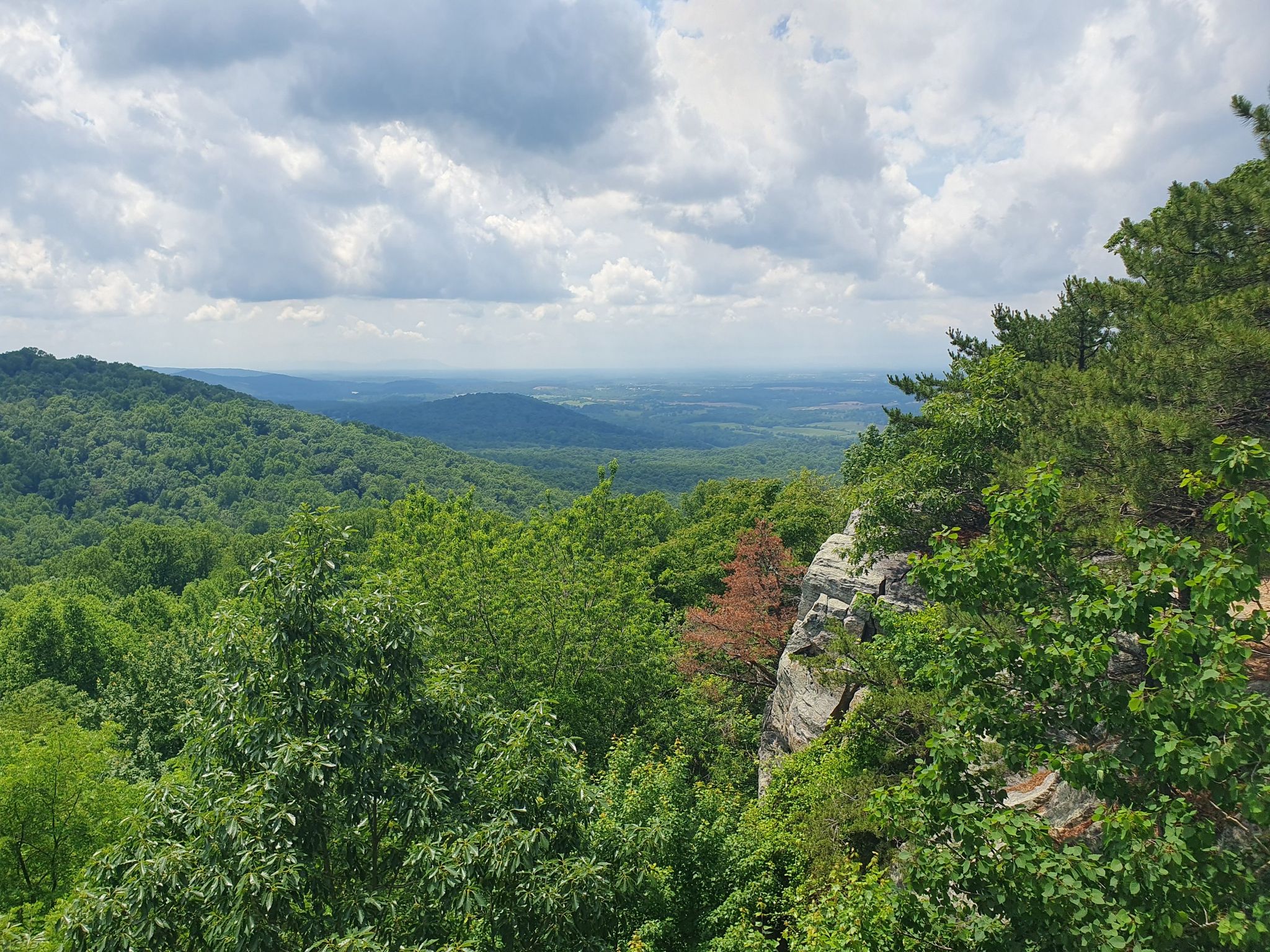 Lush green mountains and distant valley under a cloudy sky. - Appalachian Trail to Raven Rocks