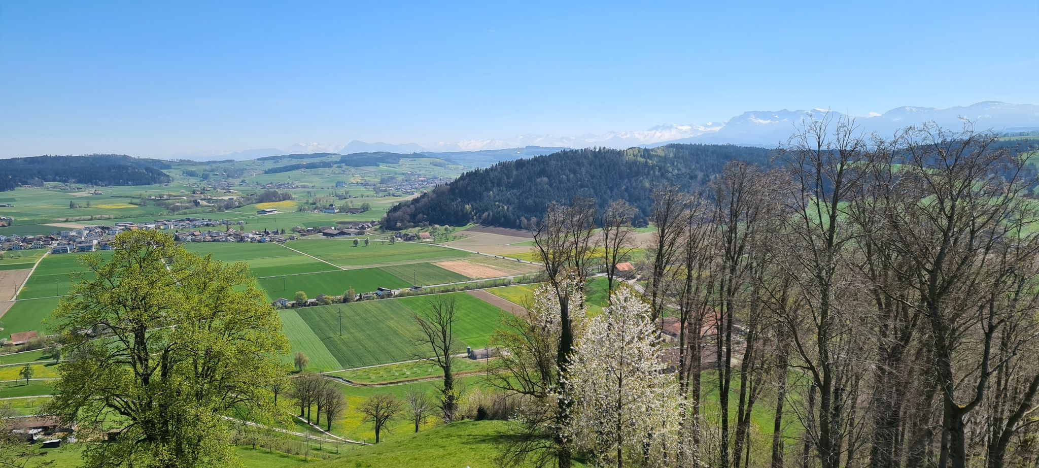 Aussicht gegen die Rigi und den Pilatus von der Burg Kastelen bei Alberswil aus