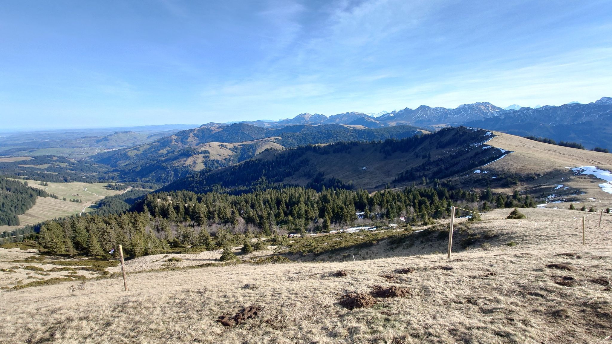 Alles Plasselbschlund bis zum Schwyberg, der komplette Hügelzug ganz hinten mit Wald bis ganz oben im mittleren Bereich