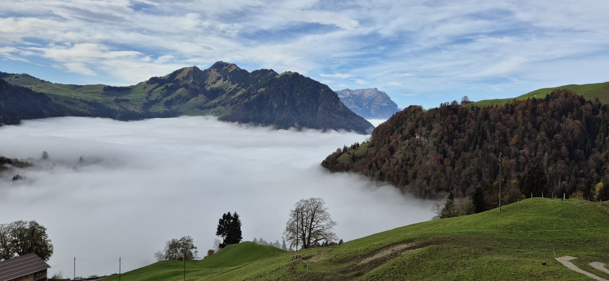 Ein Blick ans Stanserhorn, bevor es in den Nebel geht.