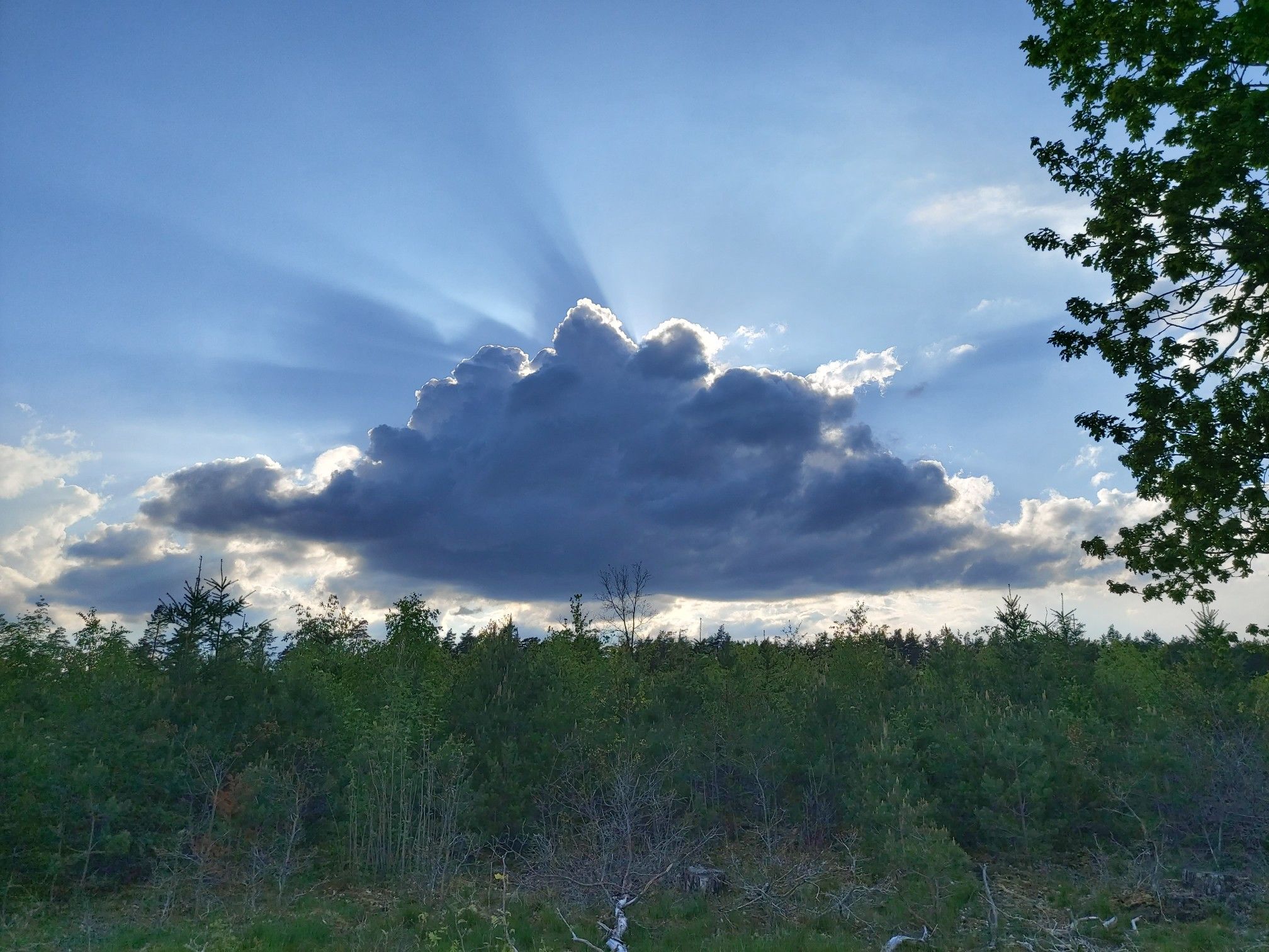 Gebirge aus Wolken und Sonne