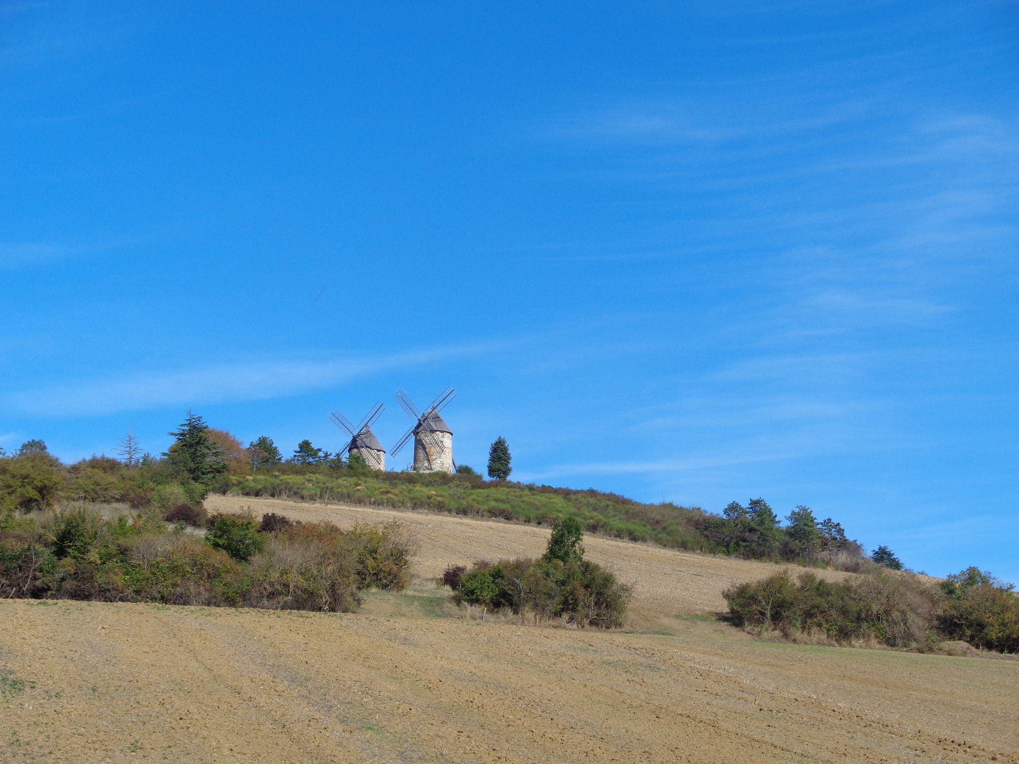 Two old historic windmills, The Moulins pastellers de La Garde. They are private property, but make a nice picture side.