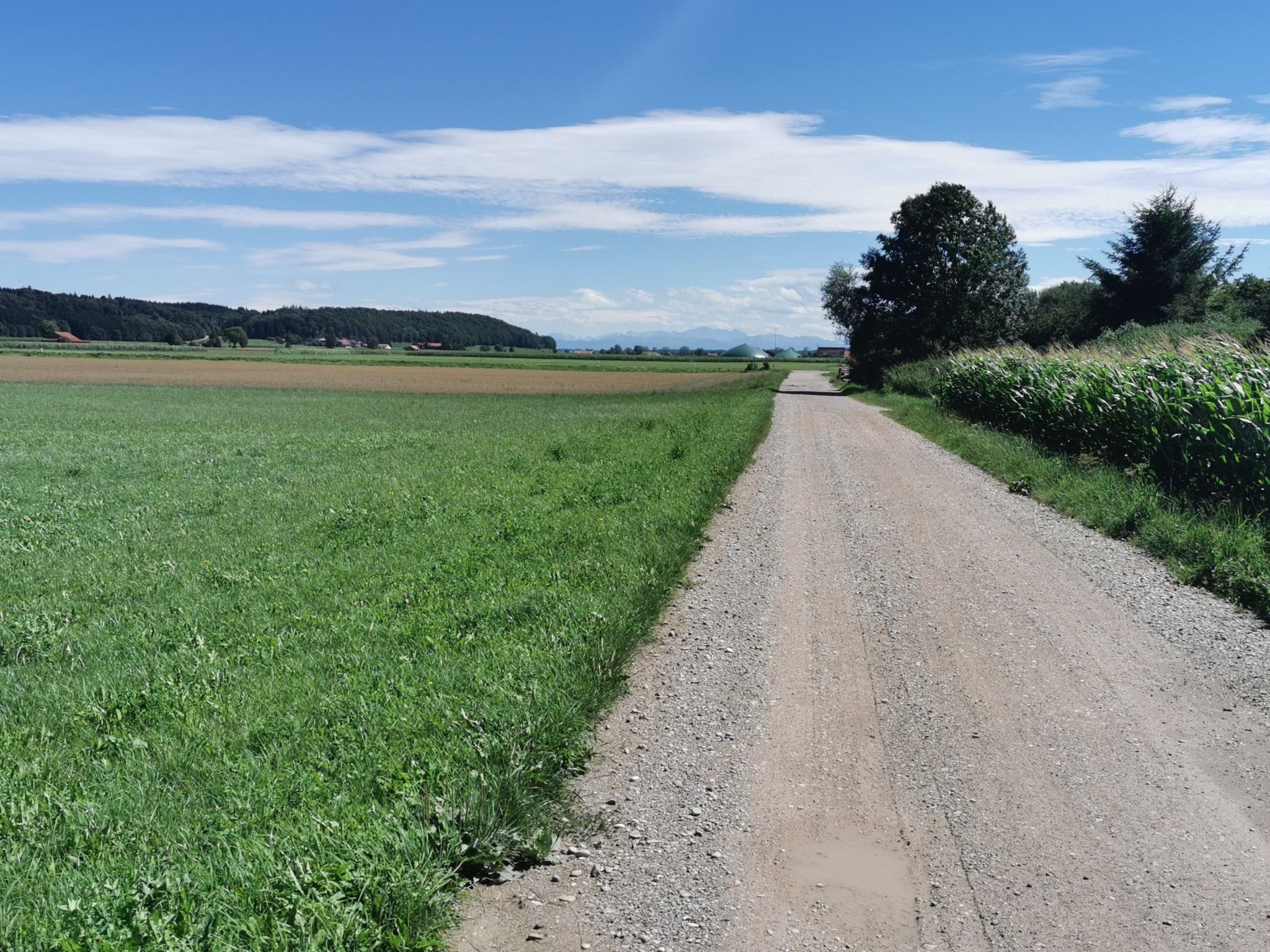vom eigentlichen Radweg ein Stück abgebogen für einen ruhigen Blick auf die Berge