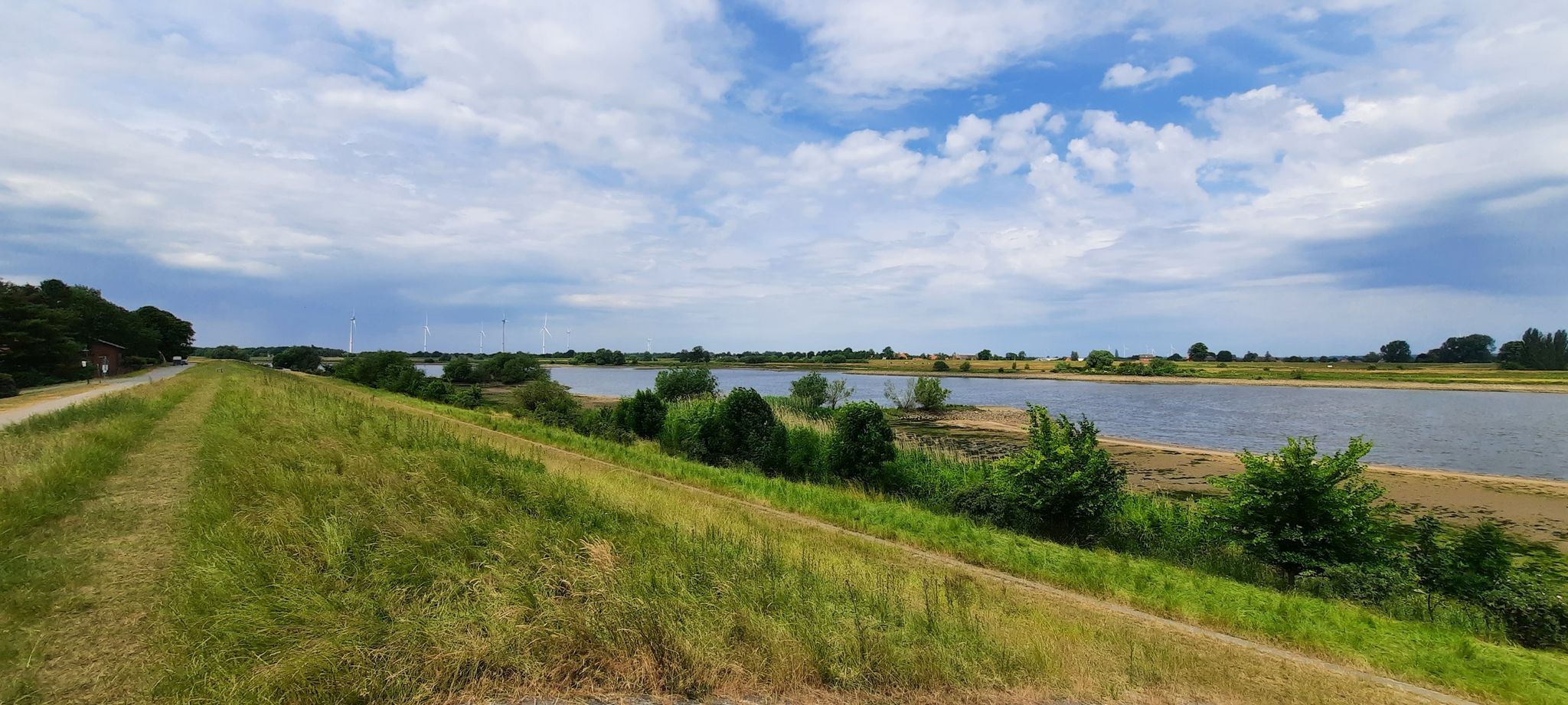 Schöner Blick auf Deich und Elbe