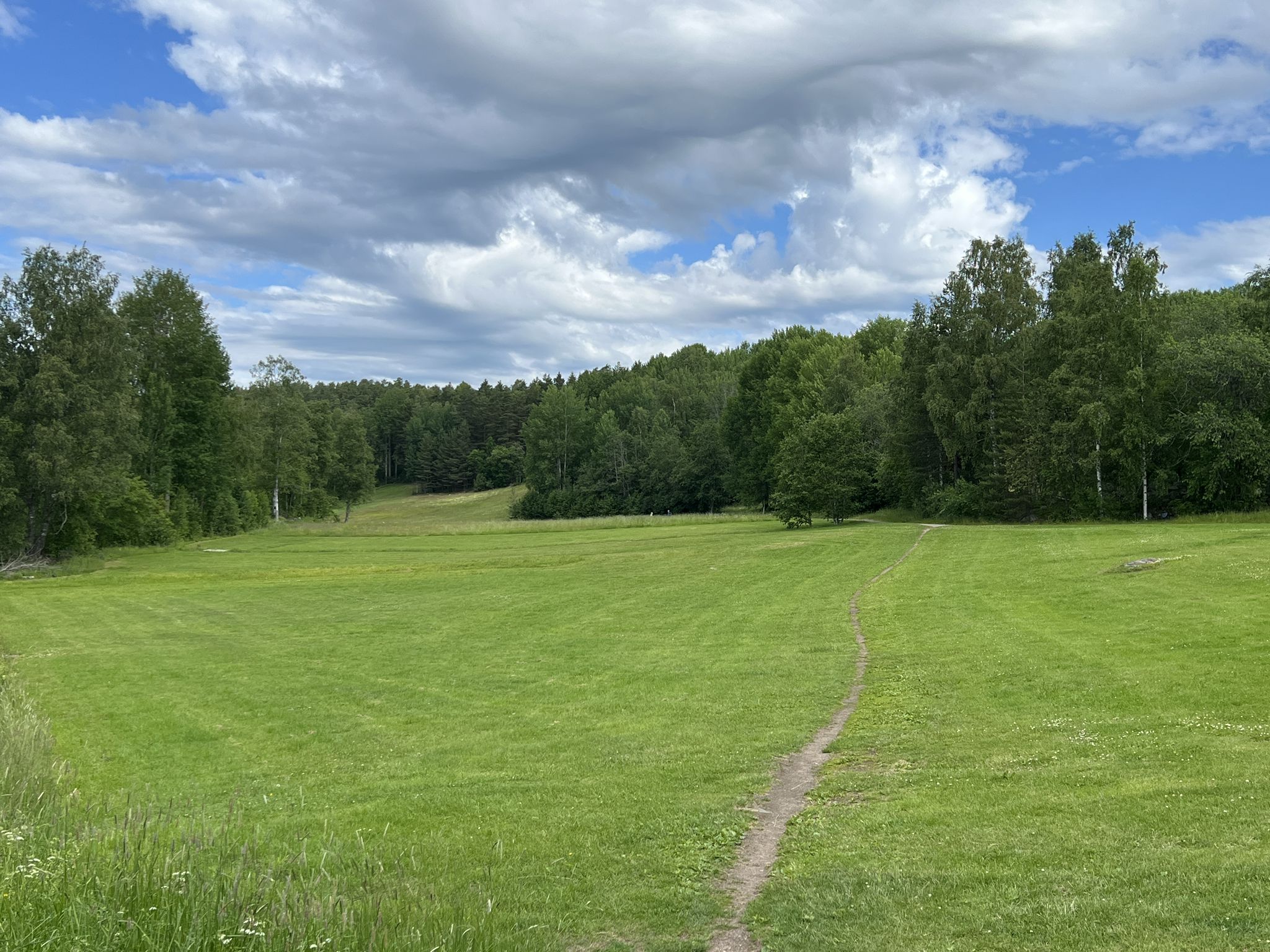 Åsbo Discgolfbana, schöne Anlage, geht den Hügel hinauf