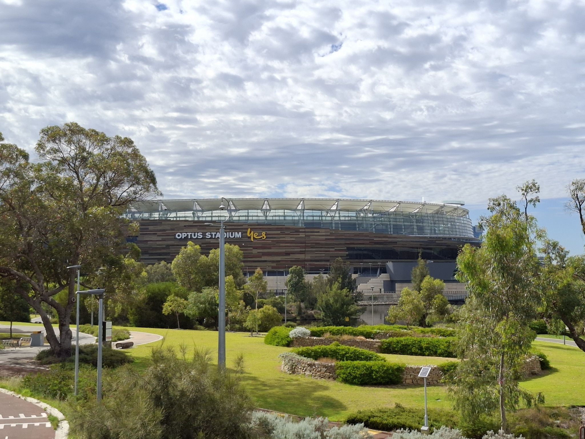 Optus Stadium, from Windan Bridge, Perth, WA