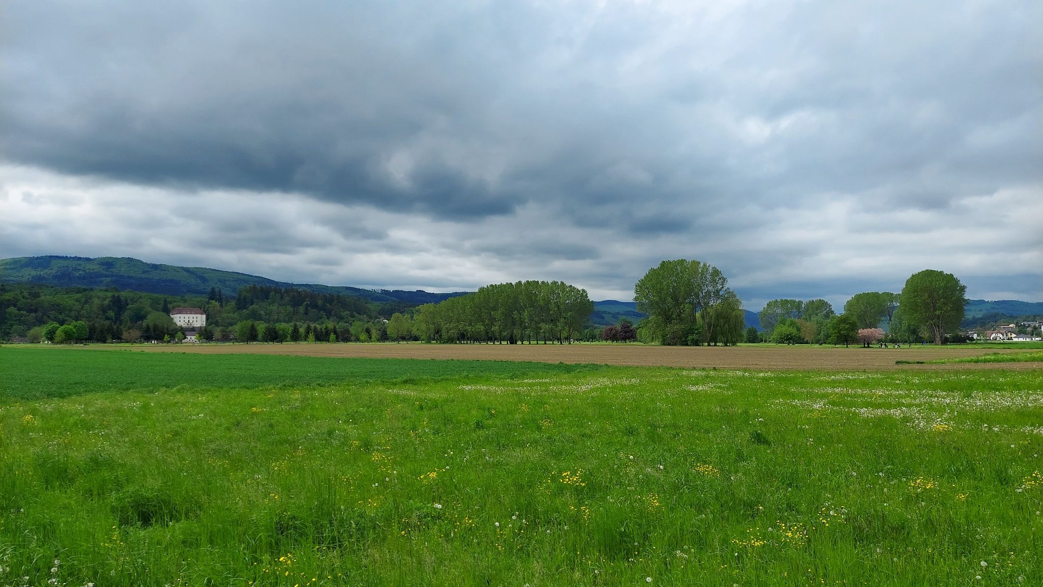 In der Ferne bereits das Schloss Ernegg