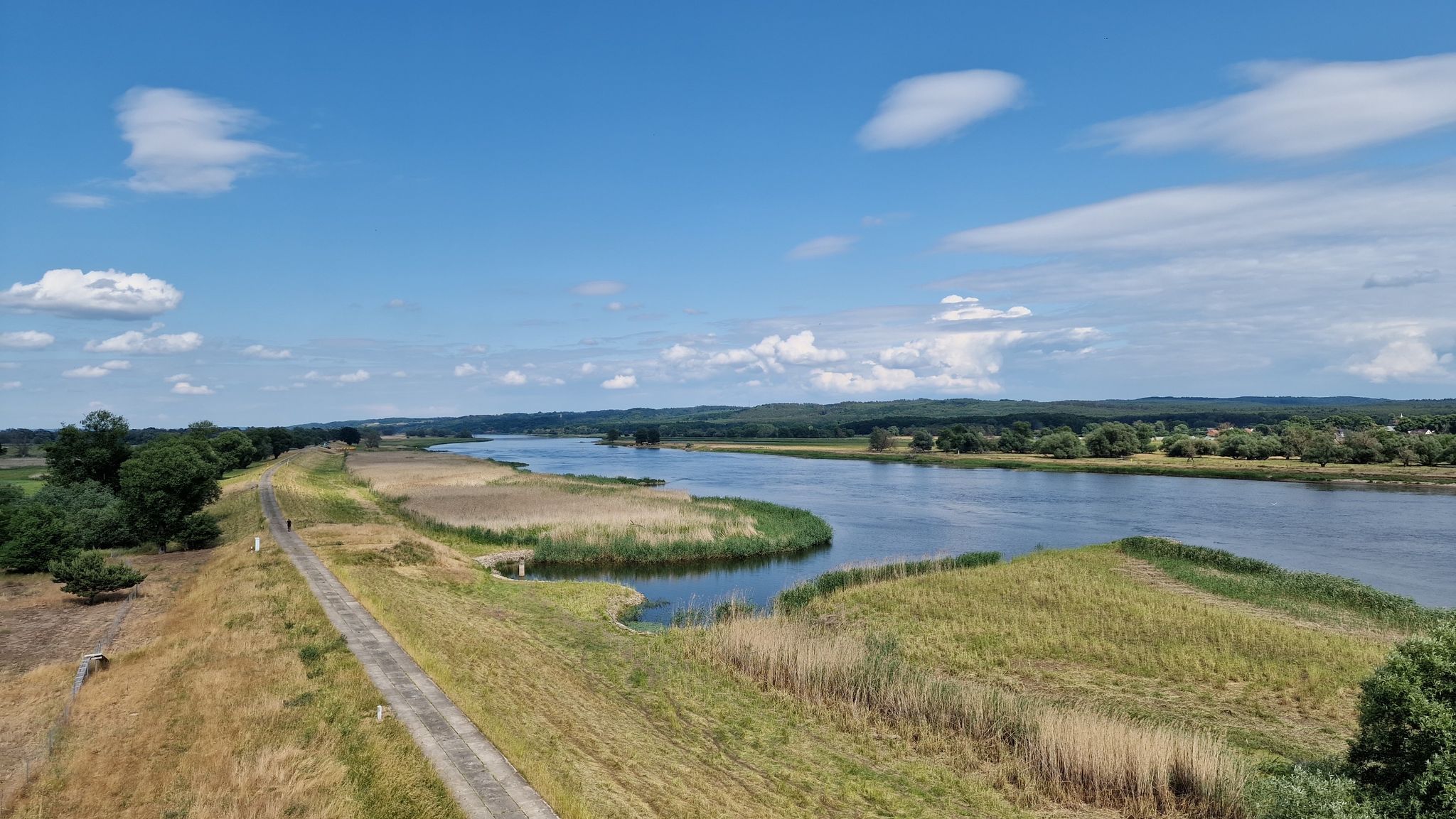 Kranichturm an der Oder - Blick Flussabwärts