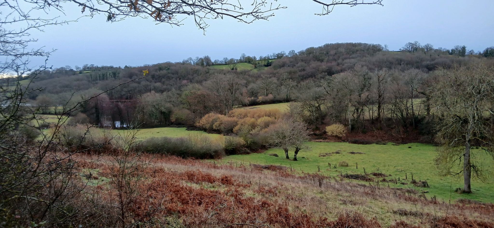 A gauche dans les arbres le barrage des Gannes