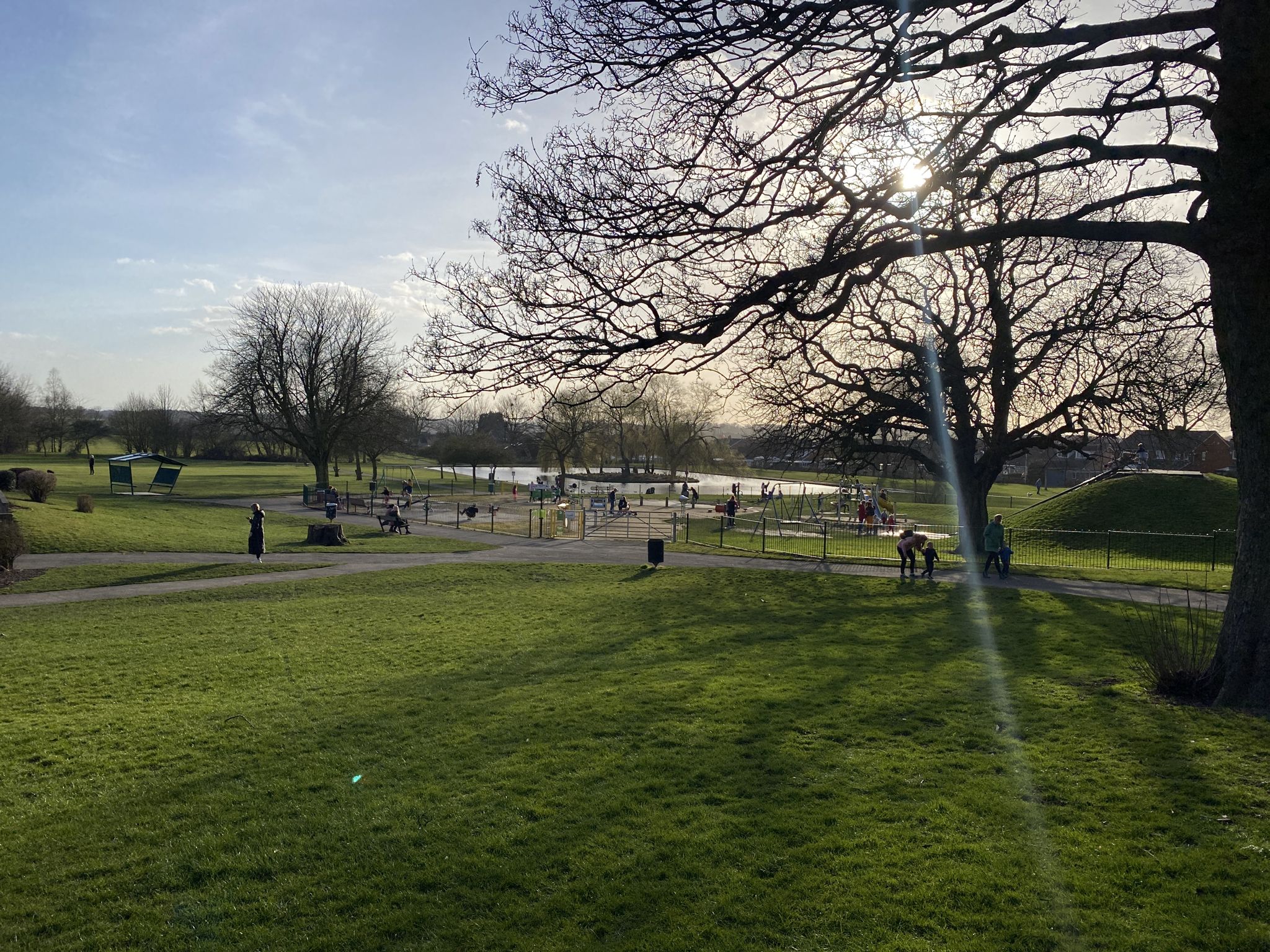 Purston Park with lake, play area, skate park and lots of grass and benches :-) 