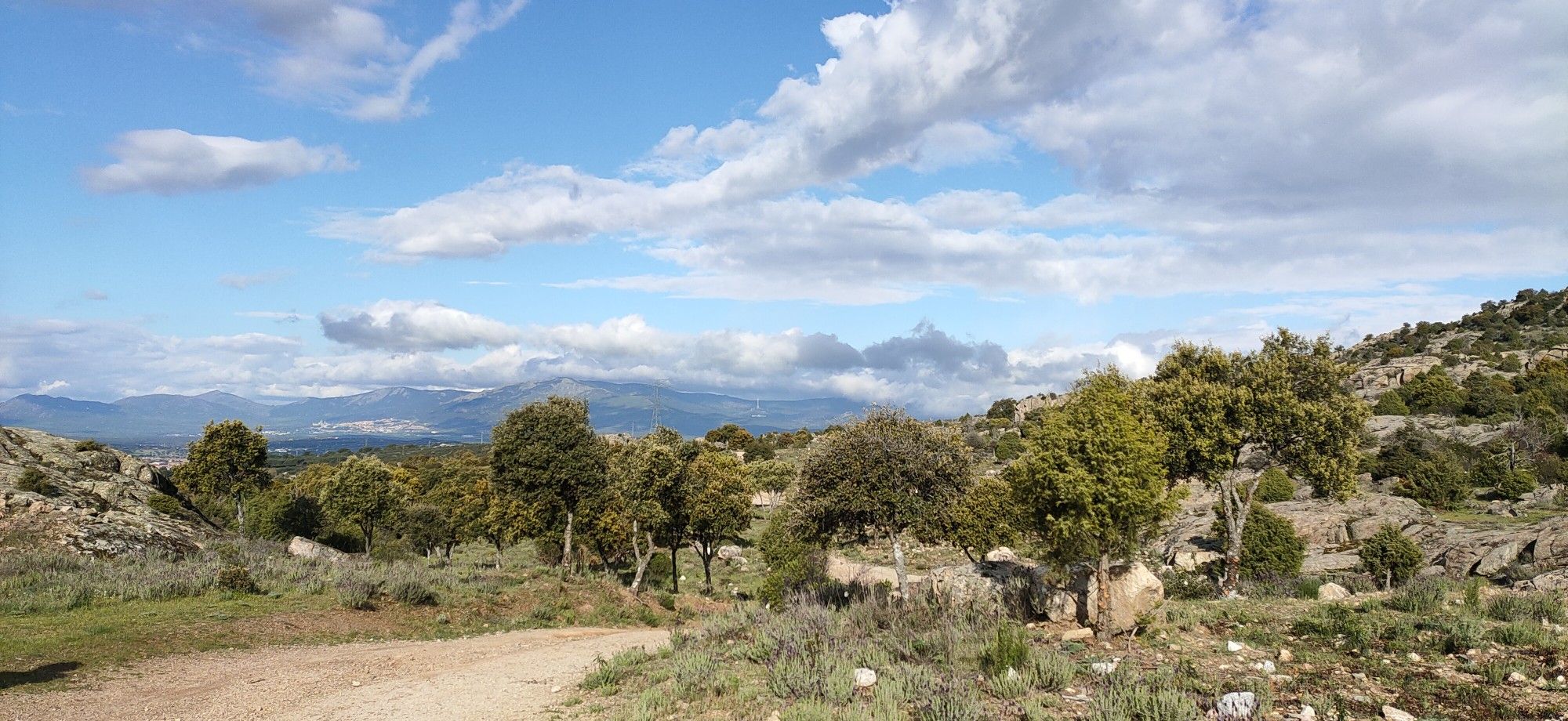 El Escorial, a la izquierda en la lejanía