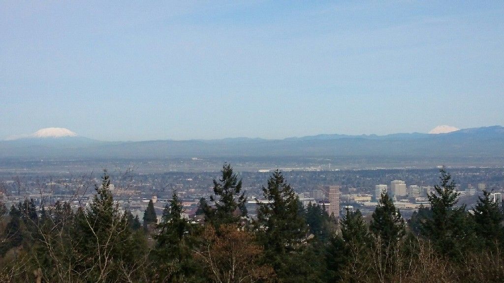 Adams and St. Helens from Council Crest 