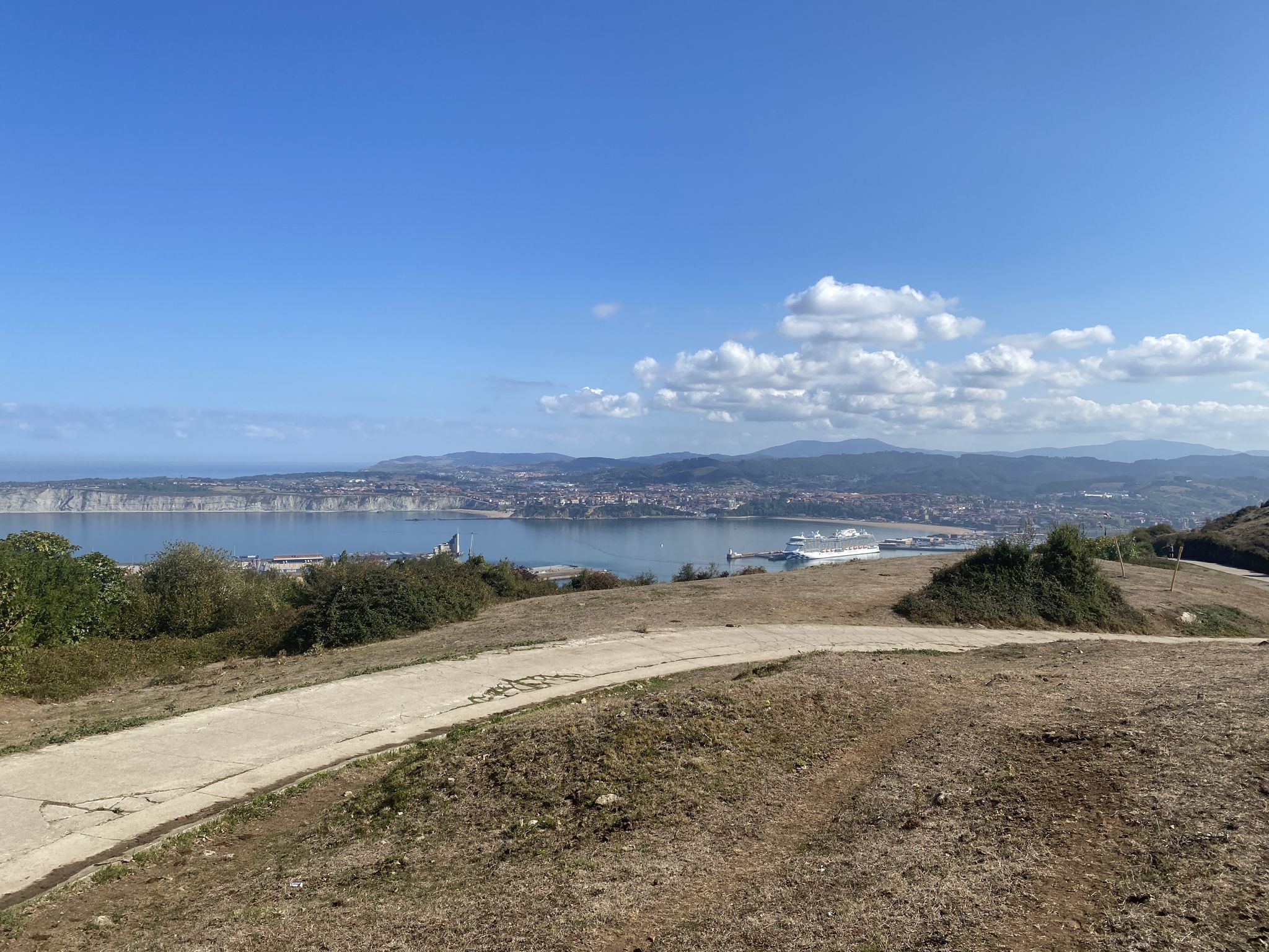 So we started back on the camino from Portugalete and decided to walk to Pobeña up in these hills overlooking the port. This was a great spot to catch our breathe!