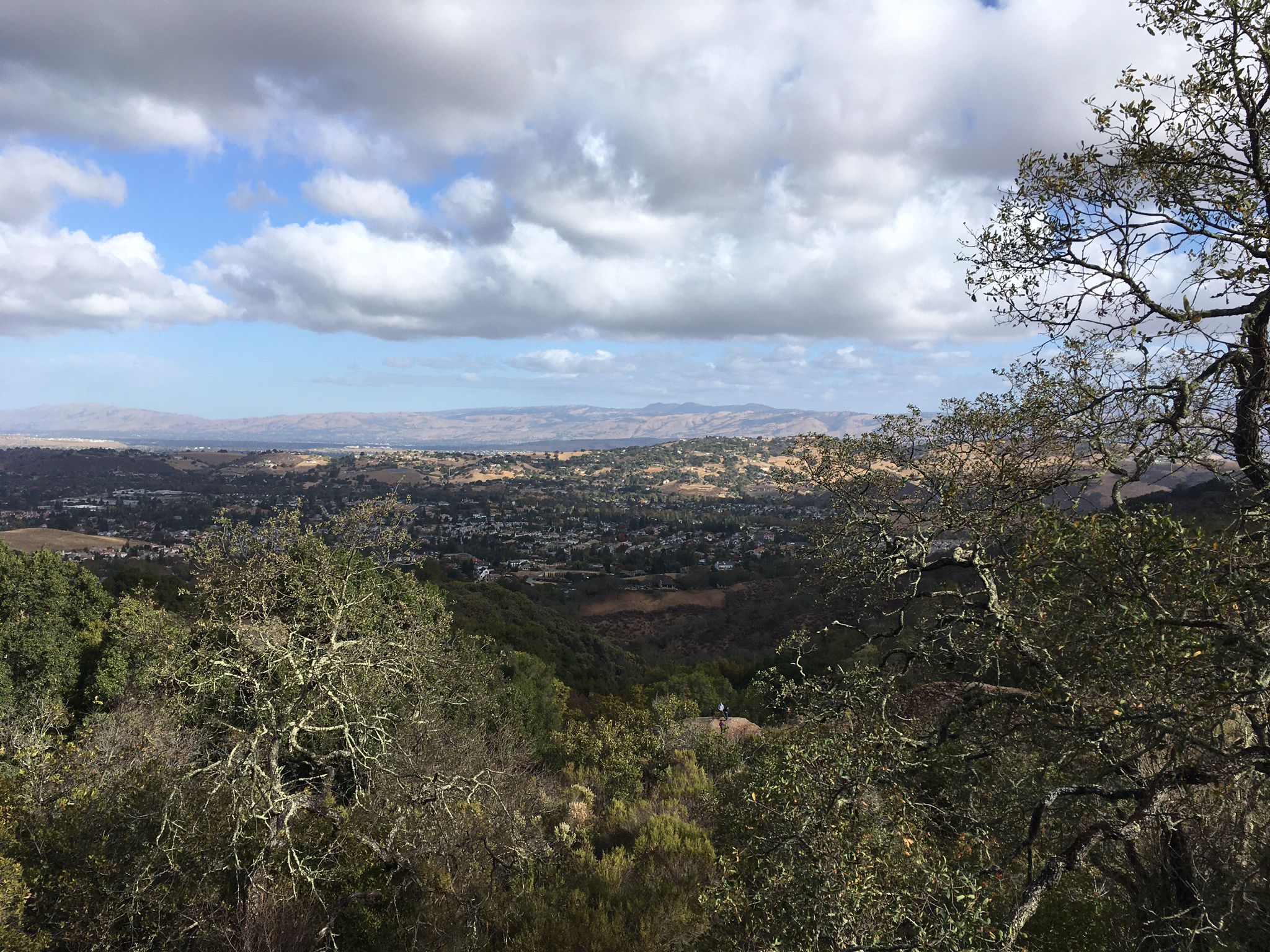 Expansive view of a valley and distant hills under a partly cloudy sky. - Hacienda, Randol, and Buena Vista Trail Loop