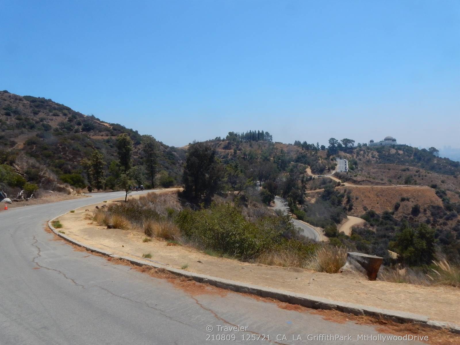 A winding paved road curves through dry, brushy hills on a bright day. - Brush Canyon Trail – Hollywood Sign View loop from American Film Institute