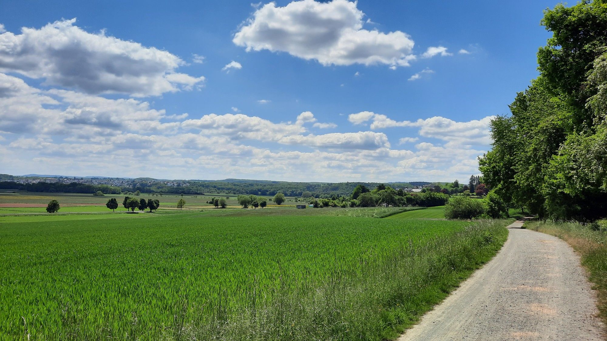 Das Lahntal - links Dutenhofen, rechts Atzbach. Mittig L3020 mit Radweg