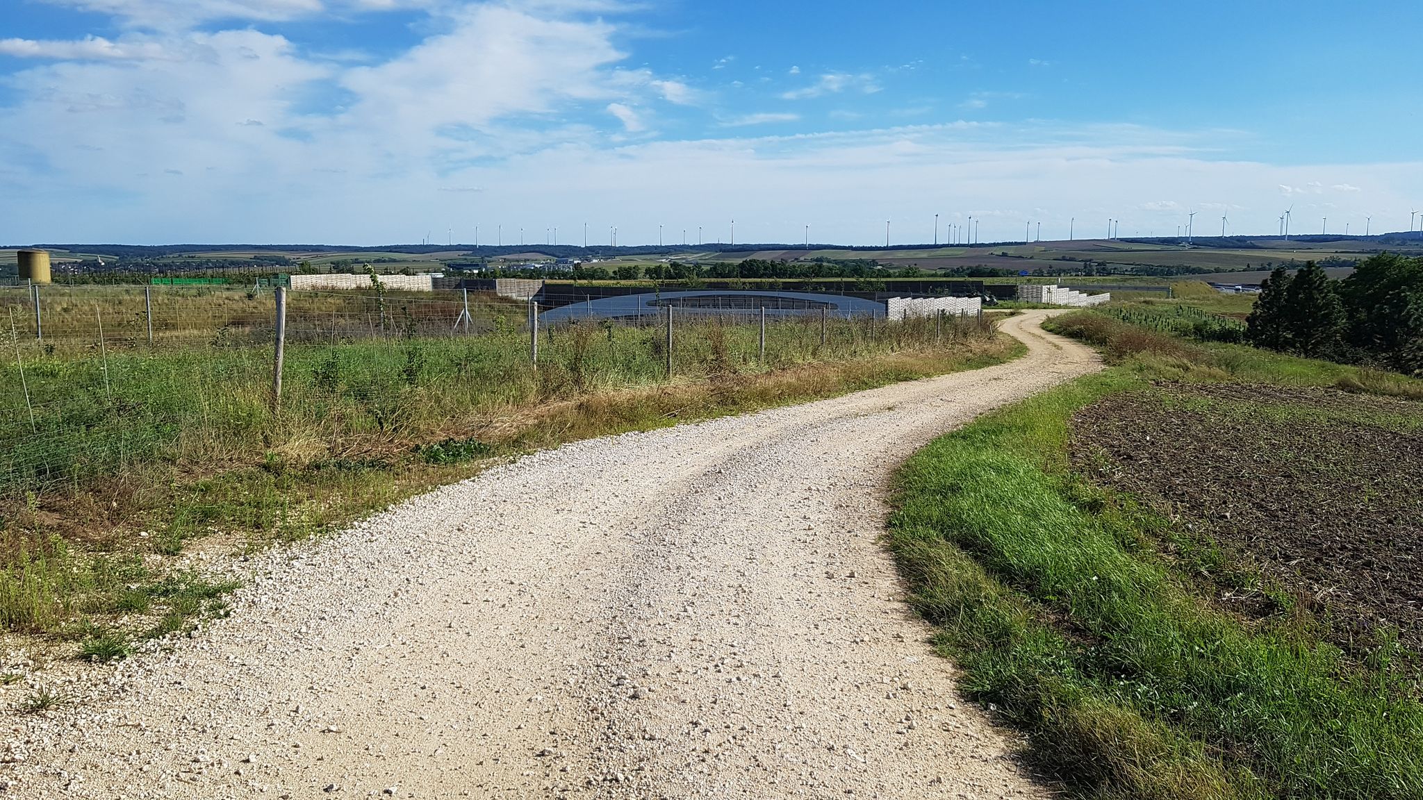 Blick zurück zur Wildwechselbrücke über die Autobahn A5