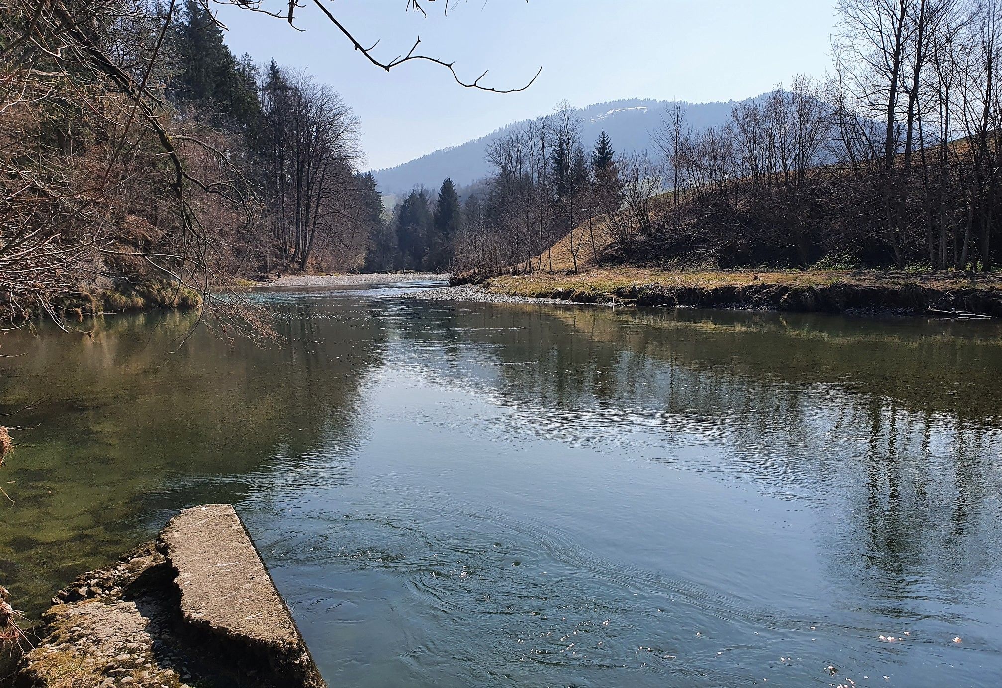hier ist die Thur eher friedlich