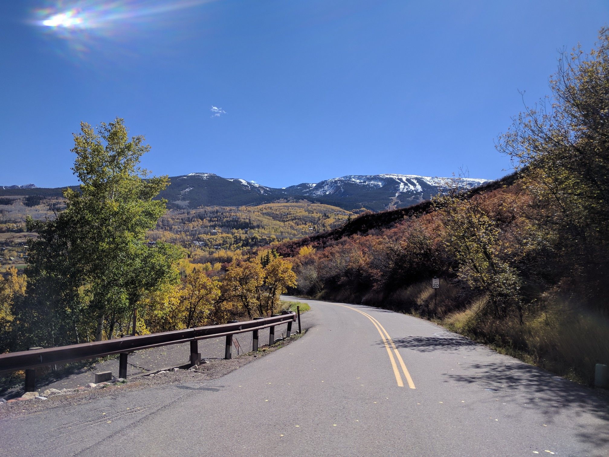 Winding road through autumn mountains under a bright sunny sky. - North Mesa loop from North Mesa